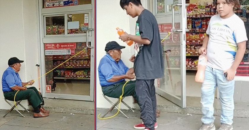 Un abuelito ha encontrado una forma especial de ganar dinero trabajando en un Oxxo