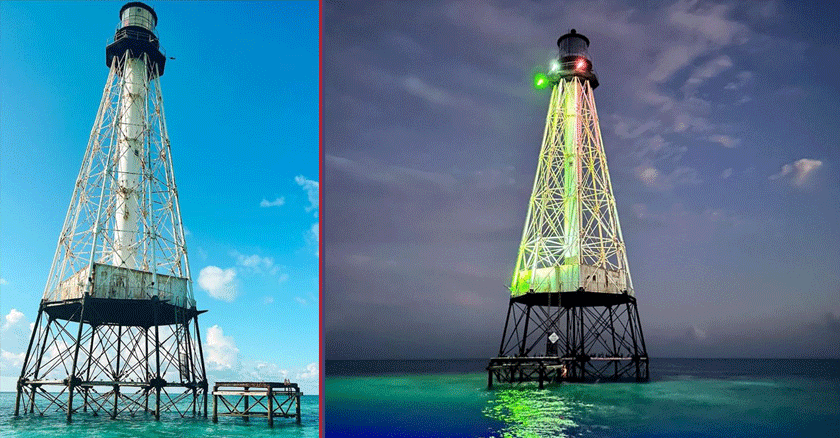 El faro de Cayos de Florida vuelve a iluminarse después de una década en la oscuridad