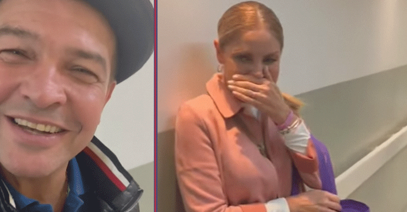 Emotivo abrazo de Orlando Fundichely y su expareja Karina Rivera por el nacimiento de su primera nieta